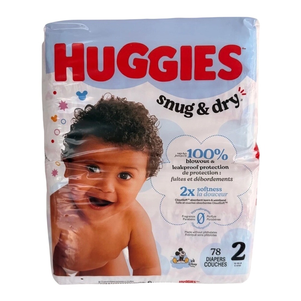 Huggies 78 count Snug & Dry Size 2  Baby Diapers 100%